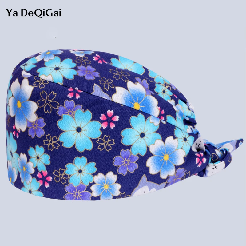 

new medical accessories adjustable caps dental men and women doctor nurse cotton printing operating room work caps surgical hats