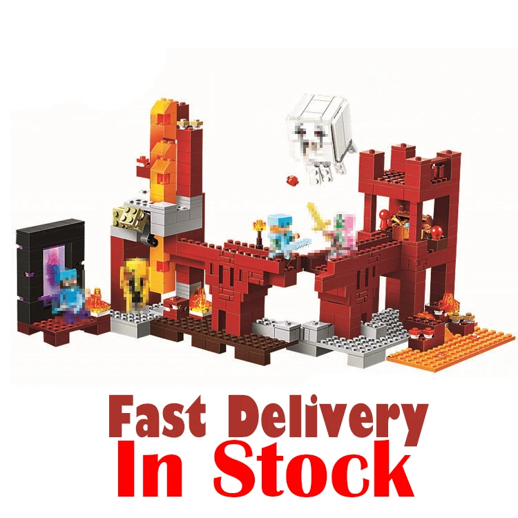 

My World Minecraft 589pcs the Nether Fortress Building Blocks Bricks enlighten toys for children gift brinquedo 21122 LELE Bela