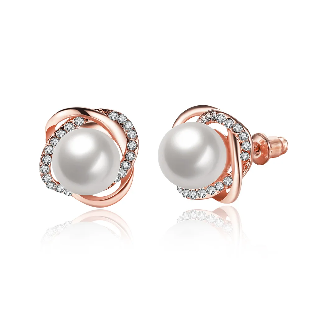 

QHQ stud earrings brincos accessories jewelry fine gold silver Rosegold gold geometric fashion jewelry gifts women flower