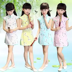 2019 г. детские платья Qipao для девочек в китайском стиле chi-pao cheongsam, подарок на Новый год, детская одежда, традиционная китайская одежда