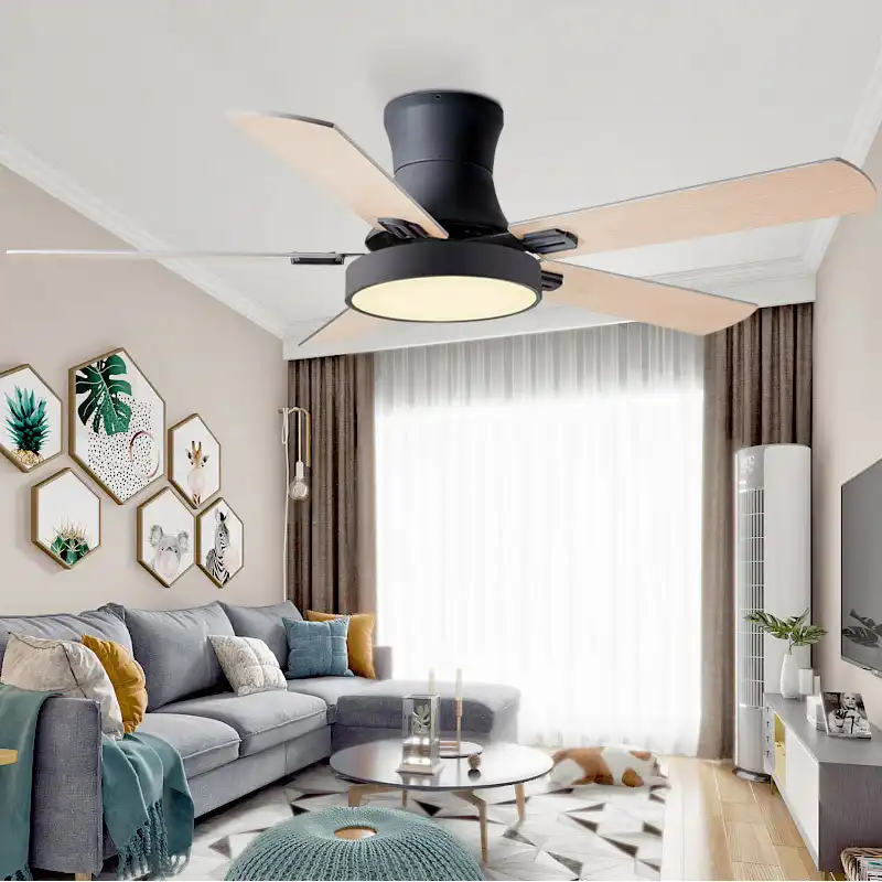 Modern Industrial Ceiling Fan Light With Led Light Kit And Remote