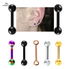 Online Get Cartilage Earrings Aliexpress Alibaba Group 2pcs Lot Cute Black Barbell Ear Piercing Tragus Cartilage Earrings Studs Helix Daith Orelha Cartilagem Jewelry