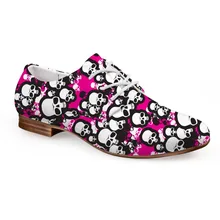 Noisydesigns девушки оксфорды Забавный Череп печати кожа платье в деловом стиле женская обувь на шнуровке на плоской подошве кожаные мокасины Повседневное обувь в стиле Дерби