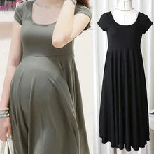 Happy Cherry 2016 Fashion Summer Maternity Dresses Clothes For Pregnant Women O-neck Short Sleeve Slim Pregnancy Dress 4 Colors