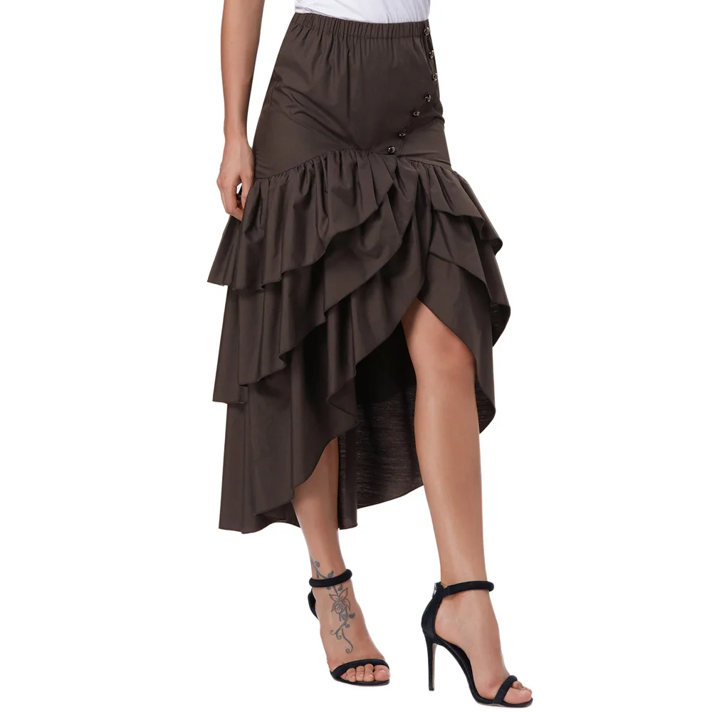 Belle Poque Женская Ретро винтажная эластичная талия бант украшенная гофрированная высокая-низкая юбка с подолом