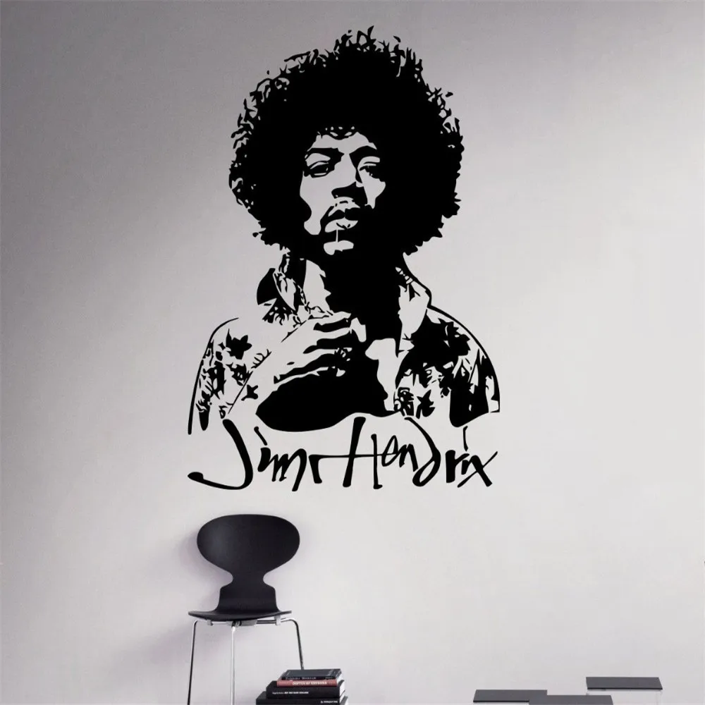 Jimi Hendrix Wall Decal Rock Guitarist Vinyl Sticker Rock and Roll Home Decor Ideas Living Room Interior Removable Wall Art