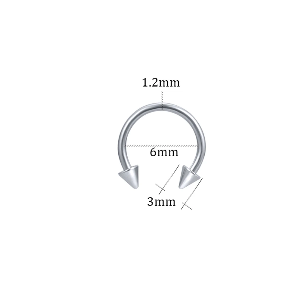 Женское кольцо для носа, нержавеющая сталь, перегородка хряща, пирсинг, трагус, спираль, пирсинг для бровей, серьги, сексуальное ювелирное изделие - Окраска металла: style-3-6