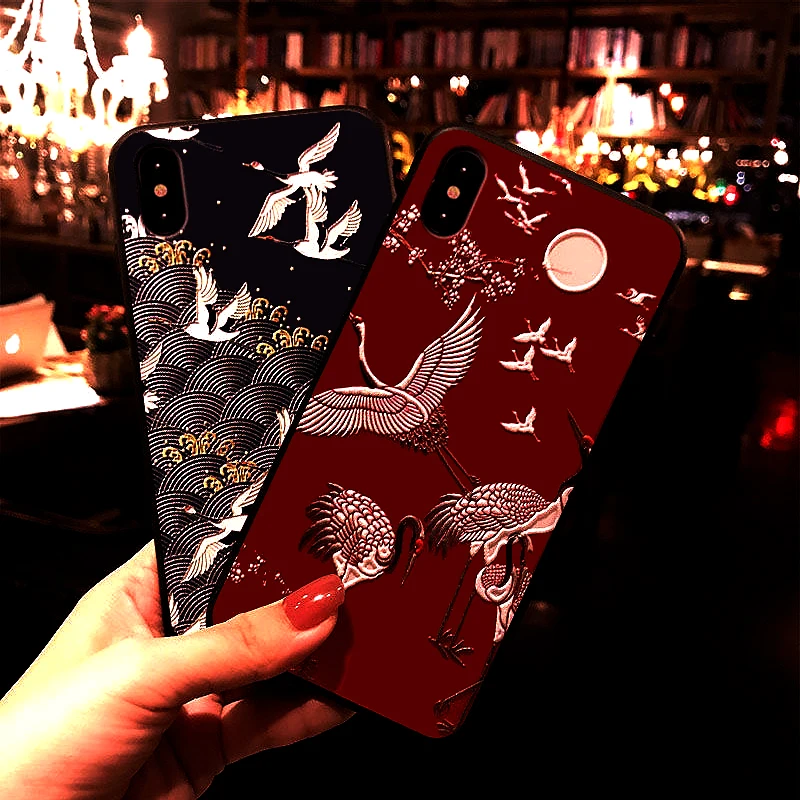 

Chinese style Lindt Lindor Brand for iPhone 6 6s X 7 8 plus silicone frosted 3D Embossed carvings Three-dimensional phone case