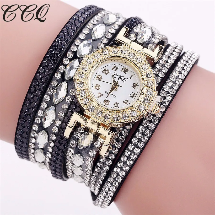 

CCQ Brand Fashion Women Rhinestone Bracelet Watch Luxury Women Full Crystal Wristwatches Quartz Watch Relogio Feminino Gift