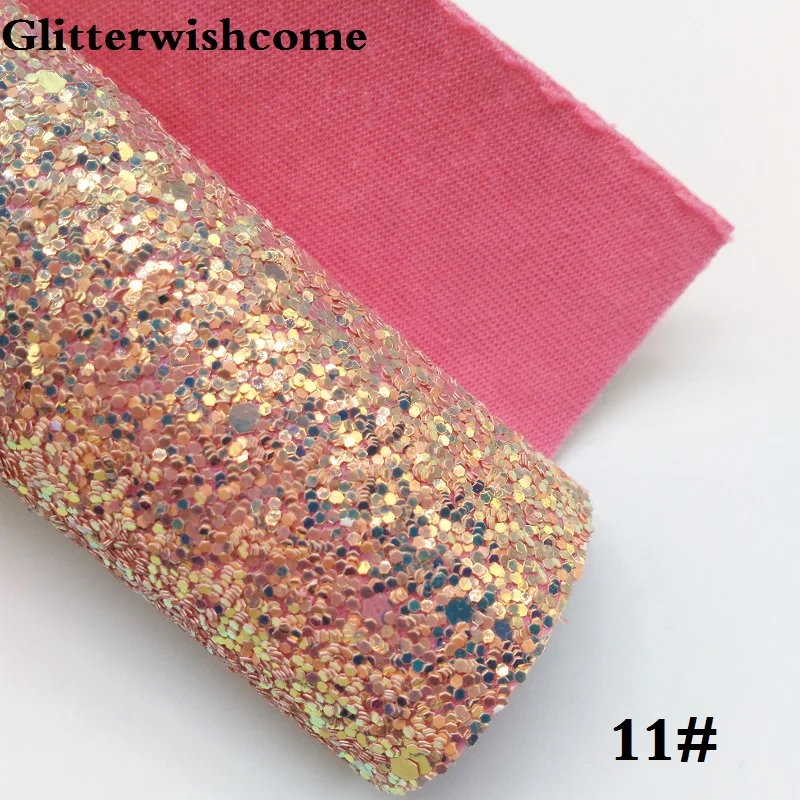 Glitterwishcome 30X134 см мини рулон синтетическая кожа, переливающийся ультра смешанный толстый блеск кожа ткань винил для луков, GM048 - Цвет: 11