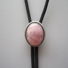 Винтажный, с серебряным покрытием ручной работы Природа лотоса розовый кварц Овальный Боло галстук шейный галстук 4 шт в партии