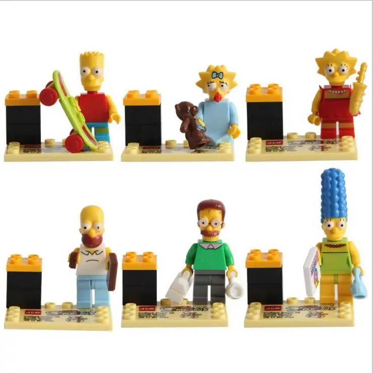 The Simpsons Anime Fiugres DIY Plastic Toy Dolls Kids Construction Toys Bricks Building Blocks Compatible With Lego 6pcs/lot The Simpsons Anime Fiugres DIY Plastic Toy Dolls Kids Construction Toys Bricks Building Blocks Compatible With Lego 6pcs/lot