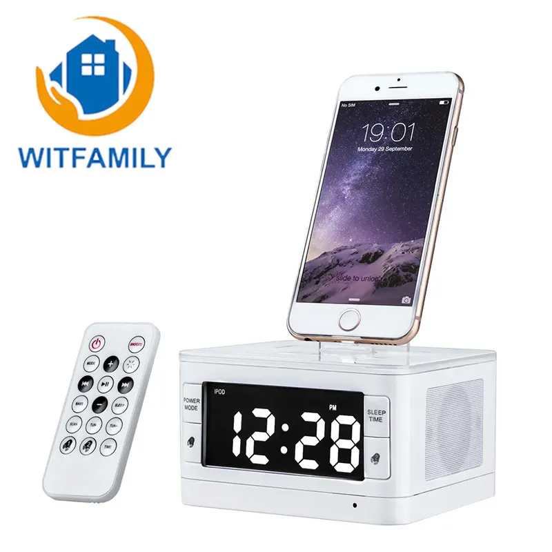 

FM Radio Audio Music Wireless Bluetooth Speaker Alarm Clock LED Digital Sleeping for Phone Base Charging digital table clock