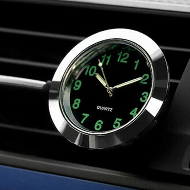 Миниатюрные светящиеся часы для приборной панели автомобиля с вентиляционным отверстием, кварцевые аналоговые часы