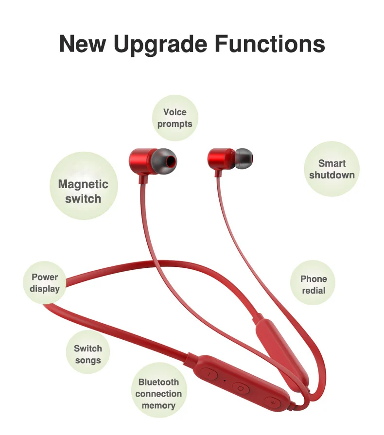 Magnetic Switch Sports Bluetooth Earphones Active Noise Cancelling Wireless Bluetooth Earpiece Headphone Headset with Microphone (3)