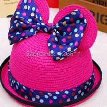 Детская весенне-летняя шляпа с бантиком для девочек, детская Кепка с мультяшным рисунком, бейсболка с кромкой