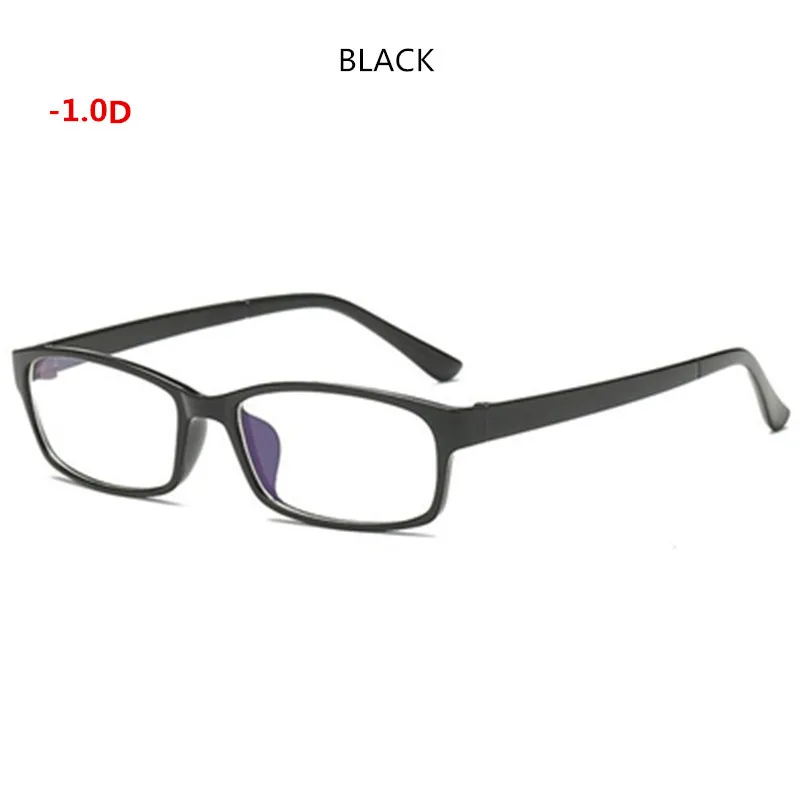 Анти-синие очки для близорукости 0-1-1,5-2-2,5-3-3,5-4-5-6, мужские короткие очки для коррекции зрения, черная прозрачная оправа для женщин - Цвет оправы: BLACK Myopia100