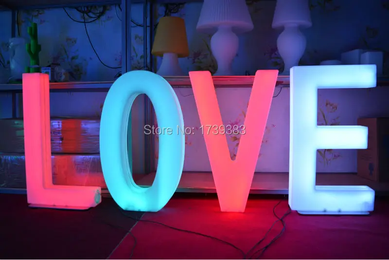 

Waterproof Height 82cm Plastic LED Light Up Letters/Numbers Rechargeable Luminous number Alphabet sign for Wed Events Decoration