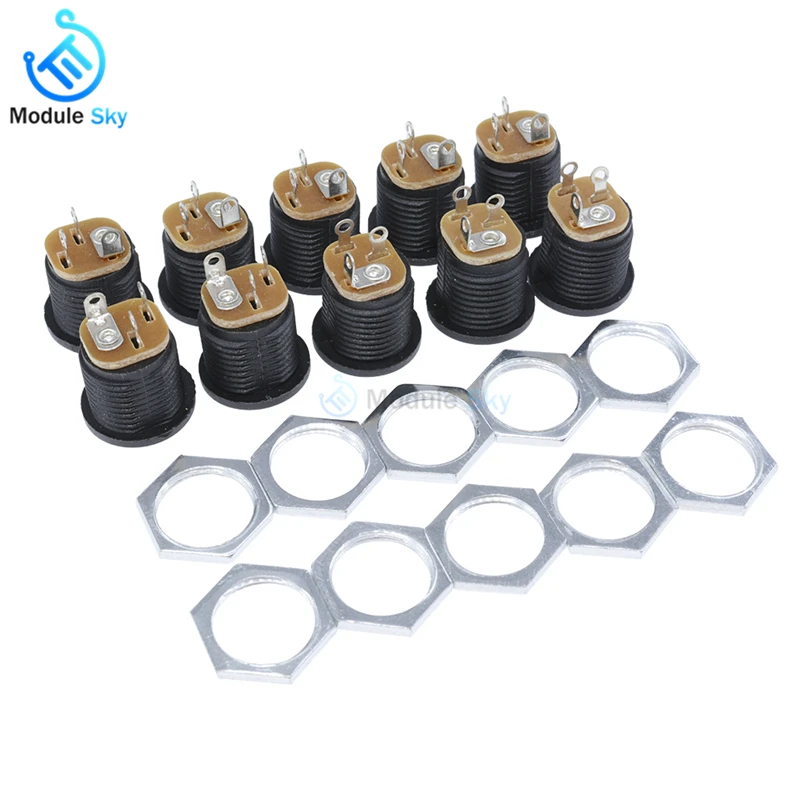 

Hot 10Pcs DC022 5.5 x 2.1mm DC Power Socket / DC Connector Panel Mounting DC-022 5.5*2.1mm