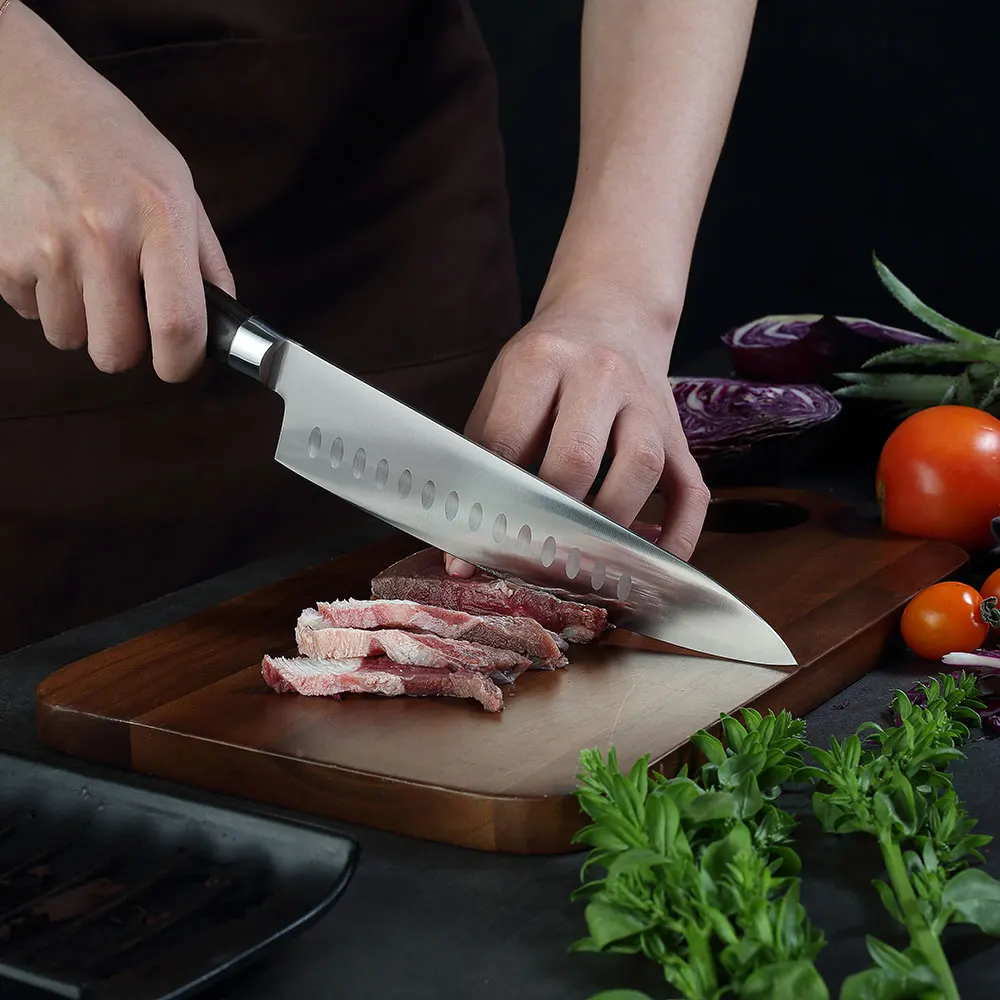 KEEMAKE 8.5 inch Chef Knife German 1.4116 Steel Blade Chef's Santoku Kitchen Knives Color Wood Handle with Exquisite Box Gift KEEMAKE 8.5 inch Chef Knife German 1.4116 Steel Blade Chef's Santoku Kitchen Knives Color Wood Handle with Exquisite Box Gift