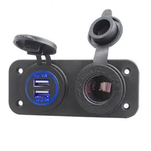 12 В двойной USB зарядное устройство адаптер вольтметр с синей led-подсветкой водонепроницаемый автомобиль лодка синий зарядное устройство