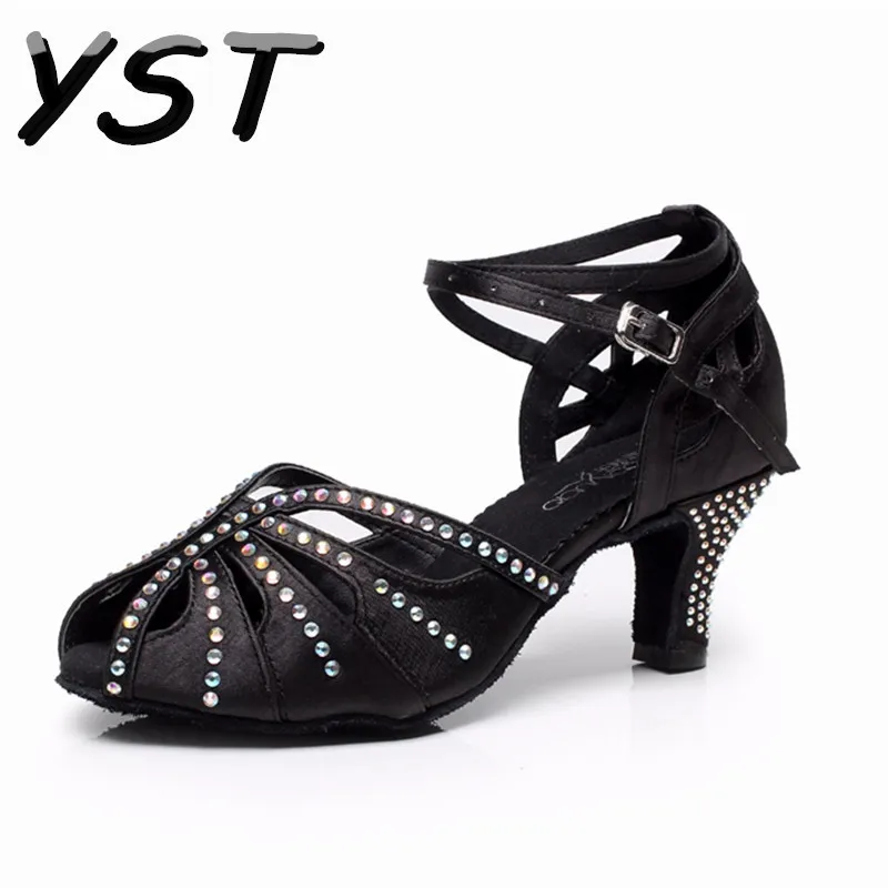 Женские латинский бальный танец обувь со стразами Сальса Танцевальная обувь 6 см каблук мягкая подошва женская Танго обувь для вечеринок