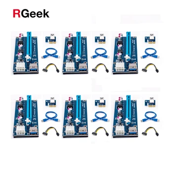 

6pcs 006C USB 3.0 PCI-E Express 1X 4x 8x 16x Extender Riser Adapter Card SATA 15pin Male to 6pin Power Cable