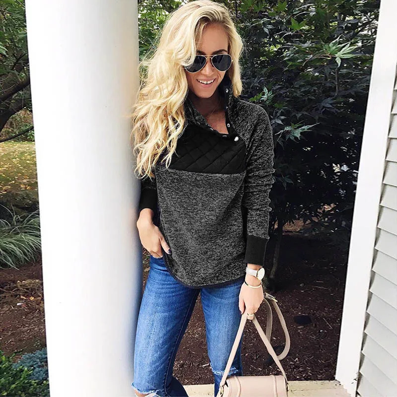 Elegant Ladies Stitchihg Pullovers Tops Casual Women Warm Sweatshirt 2018 Fashion Autumn Winter Short Tops Hoodies