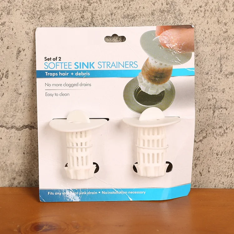 2Pcs/set Unisex Adult Softee Sink Strainers Sink Easy Hair Clog Remover