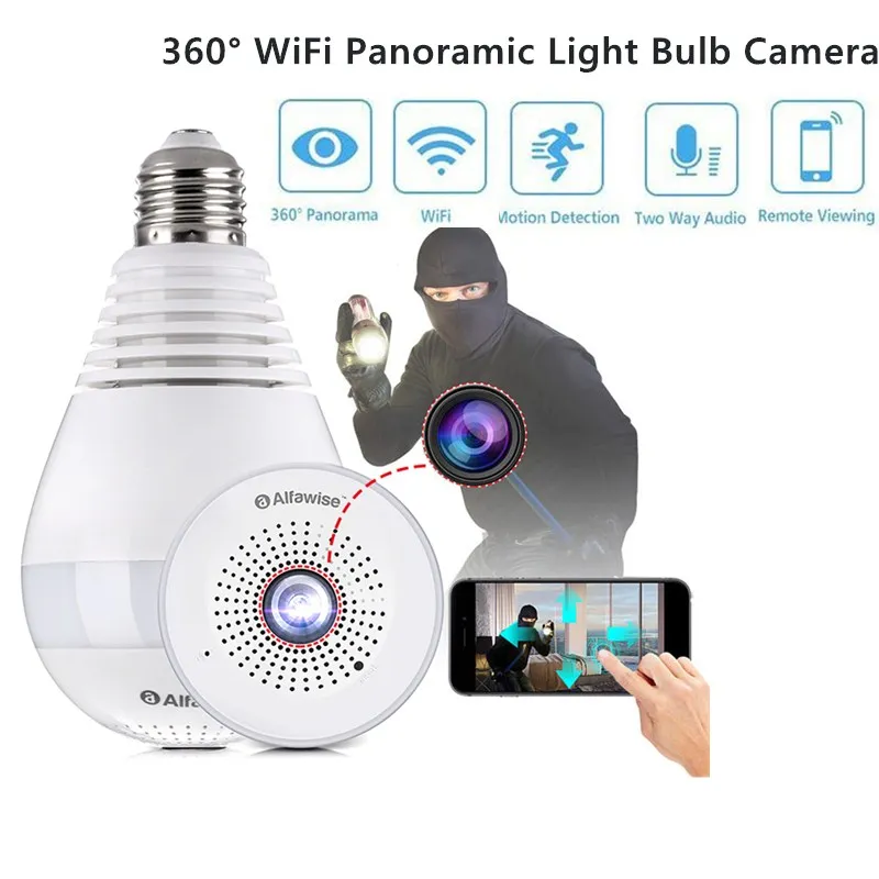 

Alfawise E27 WiFi IP Camera 960P Home Security Camera 360 Degree Panoramic Support 64GB Infrared Night Vision Light Bulb Camera