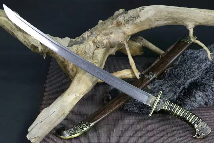 

Wonderful Nepal Saber Sword Machete Sharp Damascus Steel Blade Sharp Can Cut Bamoo Outdoors DaDao Knife Wood Sheath