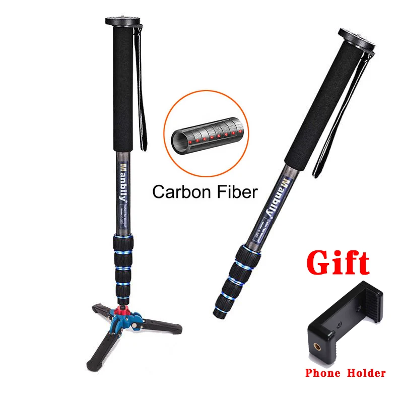 

Manbily C-222 Carbon fiber Camera monopod with M13 Legs Stand Base 3/8"Adapter professional tripod For Canon Nikon DSLR, Max:65