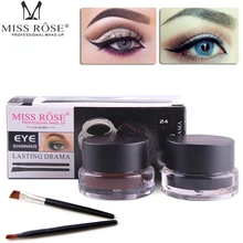 Черная+ коричневая подводка для глаз крем+ 2 шт. Кисть для макияжа долговечная водостойкая натуральная подводка для глаз Косметическая подводка для глаз косметический инструмент