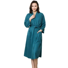 Женский халат-Кимоно размера плюс, хлопковая длинная Пижама, китайский халат для невесты, свадьбы, сексуальная ночная рубашка, одноцветная ночная рубашка