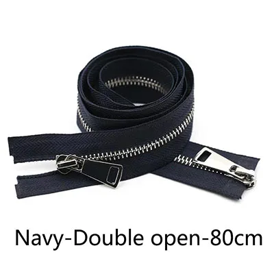 NavyDouble-80CM Meetee15-120cm 5# металлическая молния двойные ползунки самофиксирующиеся Длинные молнии DIY пуховик сумка брюки одежда швейный Декор Аксессуары - Цвет: NavyDouble-80CM