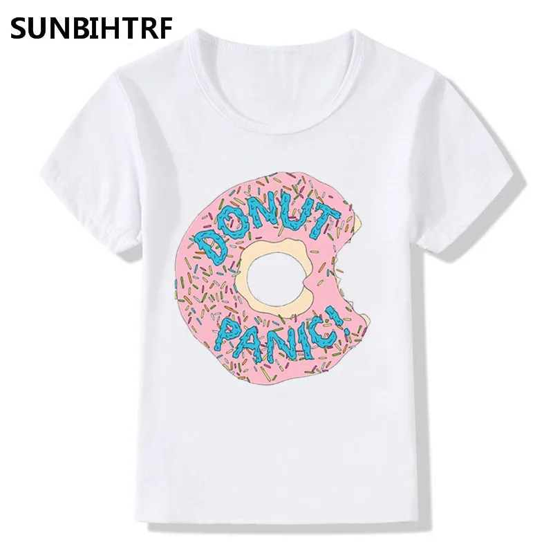 

Children Summer Donut Panic Design Funny T-Shirt Kids Baby Cartoon Clothes Big Boys Girls Casual Short Sleeve Tops Tees