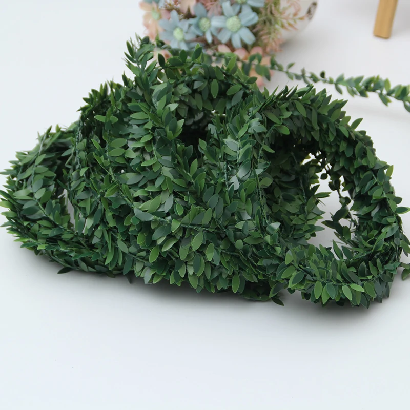 7,5 м шелковая гирлянда Зеленый лист искусственный железный провод цветок лоза ротанг для свадебной вечеринки и автомобиля DIY шикарное украшение P10