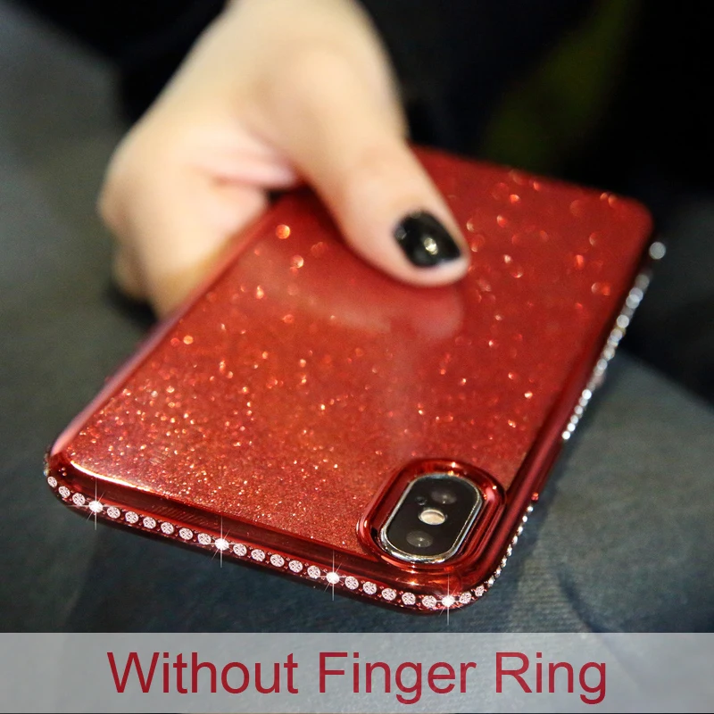 Red No Stand Блестящий Алмазный чехол с подставкой для samsung S8 S9 S10 Plus S10e Note 9 Note 8 для iPhone XS Max XR X 8 7 6 6S Plus Мягкий чехол из ТПУ - Цвет: Red No Stand