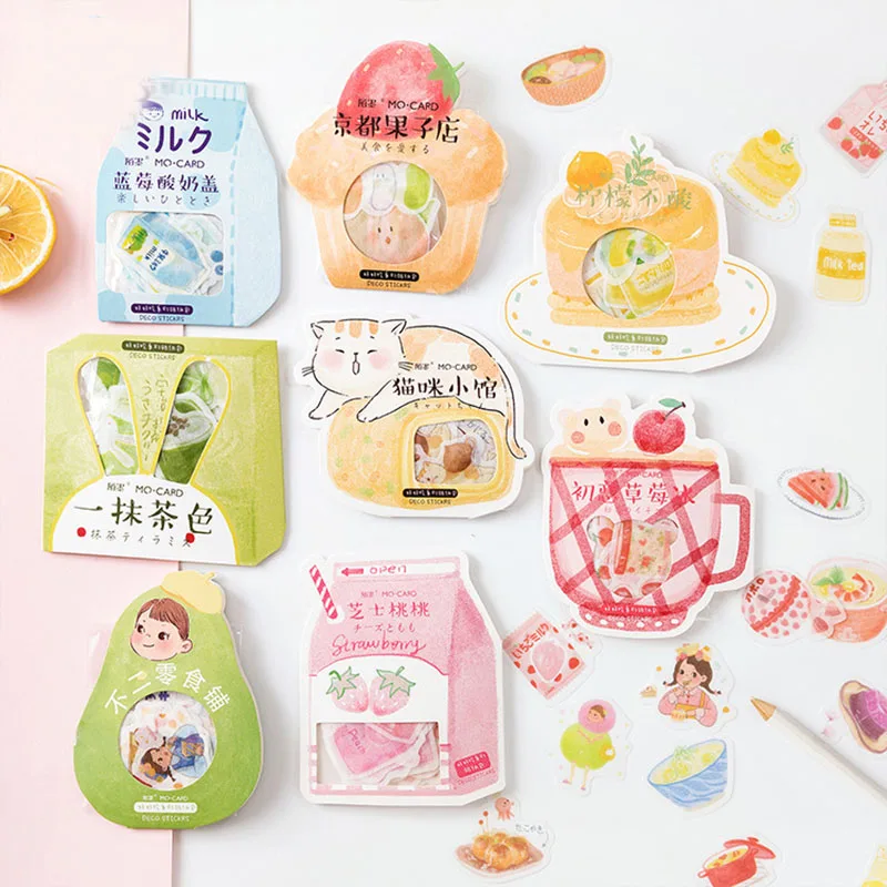 40Pcs Kawaii Dessert Stickers Cute Food Stationery Stickers Paper Adhesive Sticker For Kids DIY Scrapbooking Diary Photos Albums