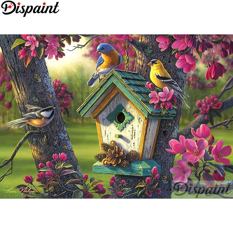 

Dispaint Full Square/Round Drill 5D DIY Diamond Painting "Birds and flowers" 3D Embroidery Cross Stitch Home Decor Gift A12377