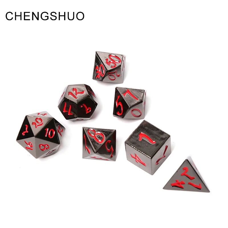 

Chengshuo dnd polyhedr dice rpg metal sleeve dragon and dungeon table games dice dados rpg digital zinc alloy d20 8 10 12 7pac