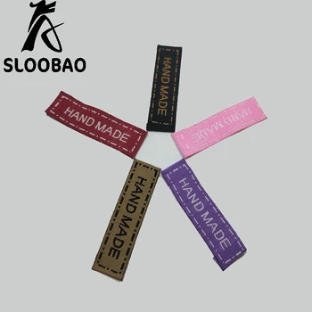 

Sloobao 4.2x1.2cm 100pcs five colors hand made labels woven label for clothing garment clothing shoes hats bags accessories tag