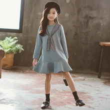 Новинка года, осеннее платье принцессы для маленьких девочек Хлопковое платье для девочек Детские платья для девочек, хлопковое платье для малышей Одежда с бантом для малышей#3610