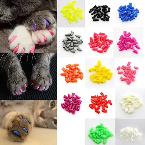 20 шт Мягкие силиконовые чехлы для ногтей для собак, кошек, котят, лап, коготь