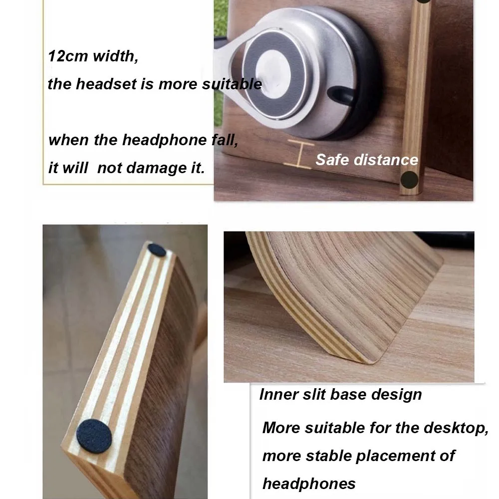 JIINSERTA U Shape Wooden Headphones Stand Holder Universal for Sony Headset Desk Display Shelf Rack Hanger Stand Bracket
