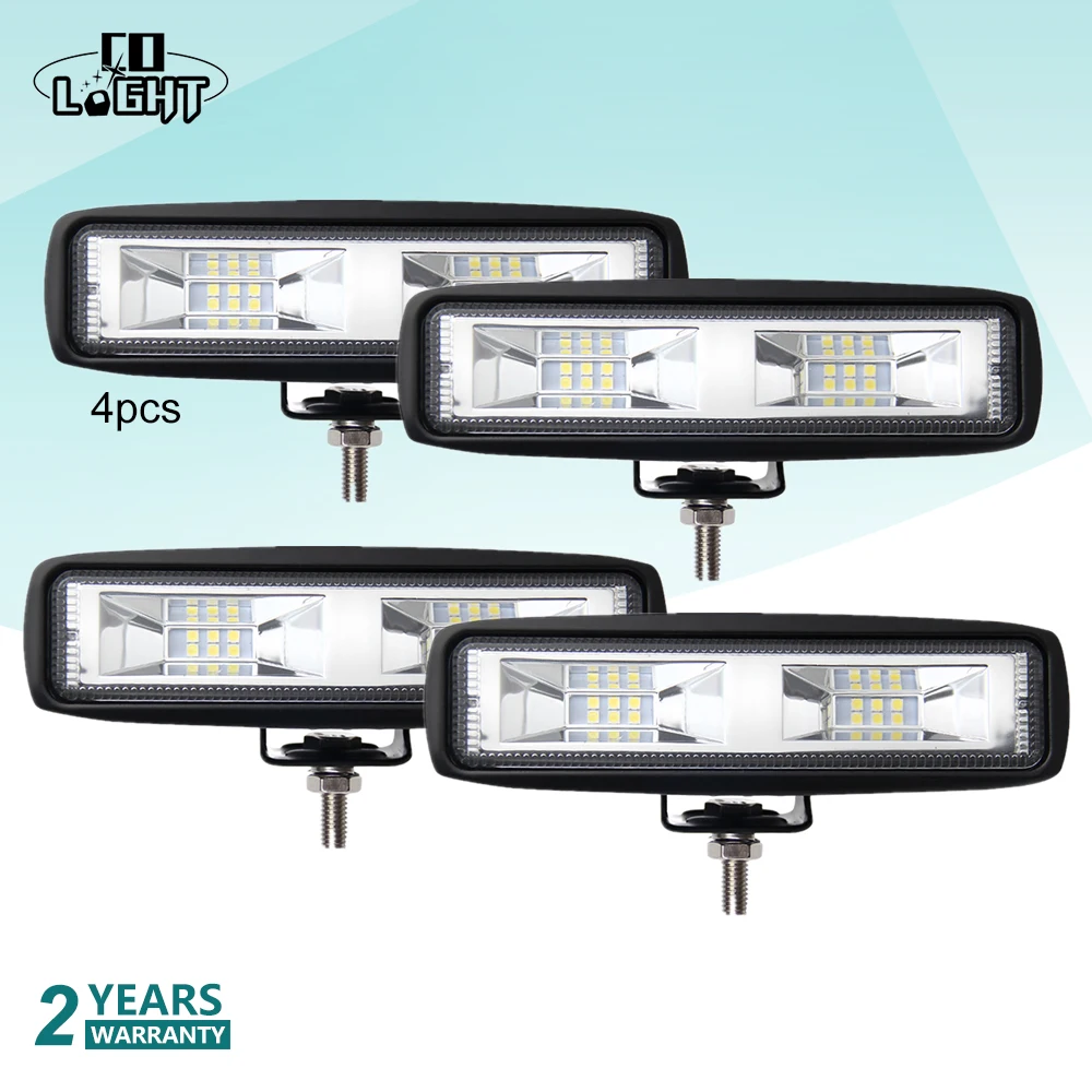 

CO LIGHT 4PCS Car Led Lights 40W Off Road Led 12 Volt Running Light 6Inch Lights for Auto 4X4 Lada Niva Ford Vaz Fog Lights