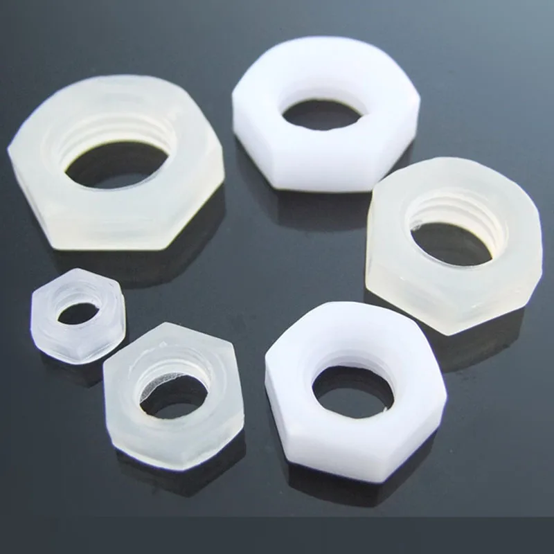 5pcs/lot M6 M8 M10 M12 M14 M16 White Nylon Hex Nut Hexagon Plastic Hex