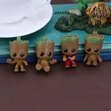 

4PCS Mini Tree Man Grootted Doll Keychain Toys Guardians Galaxy Baby Treeman Keychain Pendant Toys Mini Action Figure Toys