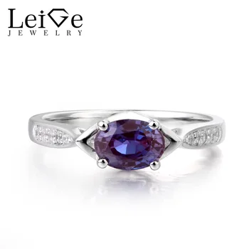 

Leige Jewelry Alexandrite Silver Ring Promise Ring June Birthstone Solid 925 Sterling Silver Fine Jewelry Gifts for Girlfriend