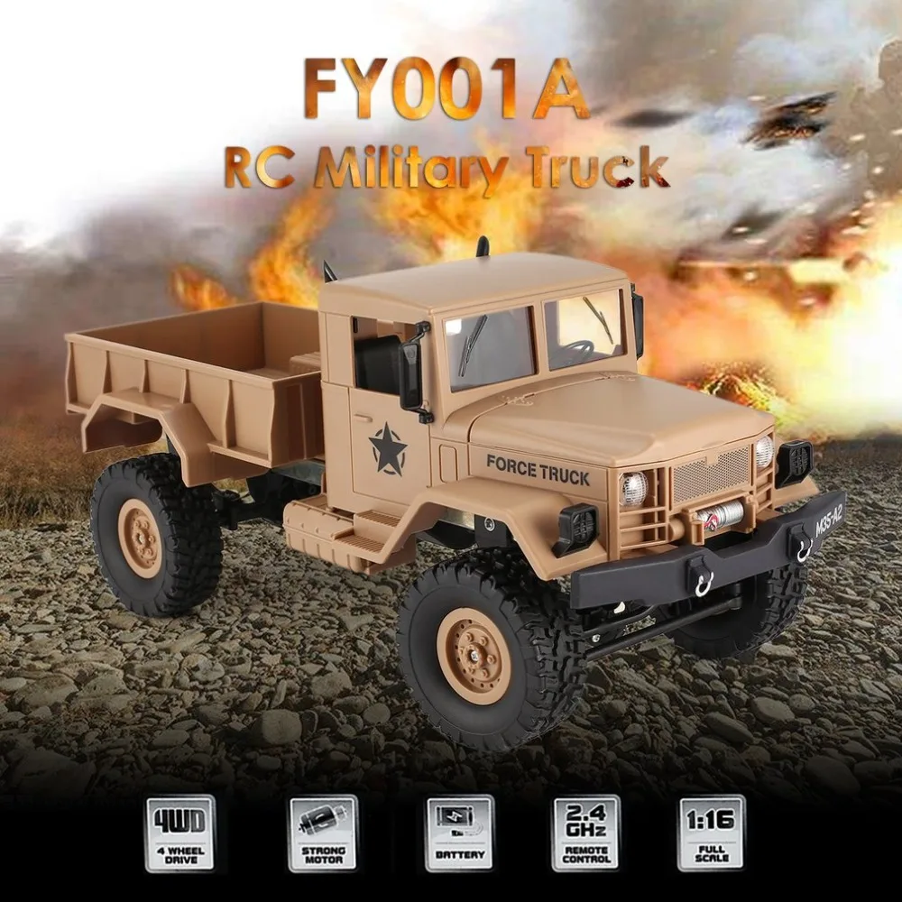 

FY001B 2.4Ghz 1/16 4WD Caterpillar Off-road RC Military Truck Climber Crawler RC Car with Front Light for Kids Toy Gift